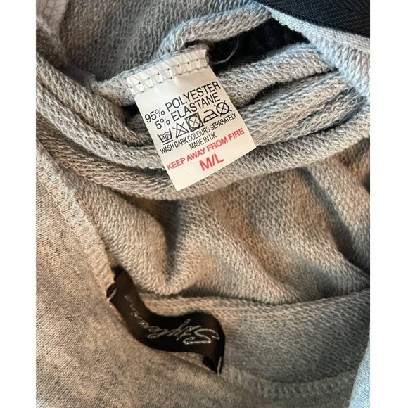 gray & white cropped mock neck quarter zip sweatshirt half zip sweater elastic - Picture 10 of 11